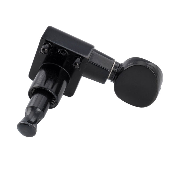 Musiclily Pro R18K-21 Left-Handed 6-in-line 18:1 Ratio 2-Pin Full Sealed Staggered Guitar Tuners Machine Heads Tuning Pegs Keys with Vintage Oval Button for Fender Strat Tele Style