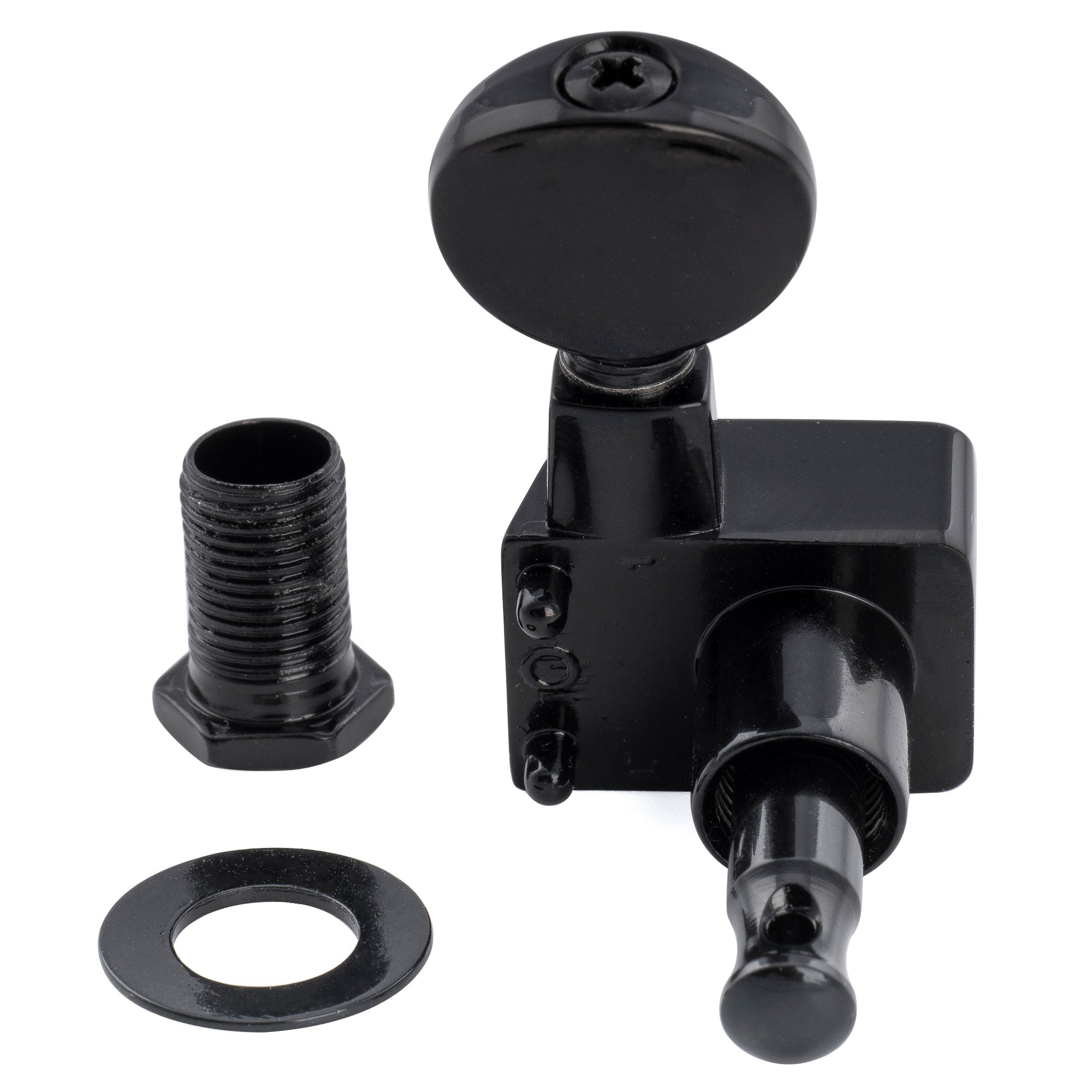 Musiclily Pro R18K-21 Single 18:1 Ratio 2-Pin Full Sealed Guitar Tuner Treble Side 19mm Post Machine Head Tuning Peg Key with Vintage Oval Button for Fender Strat Tele Style Electric Guitar