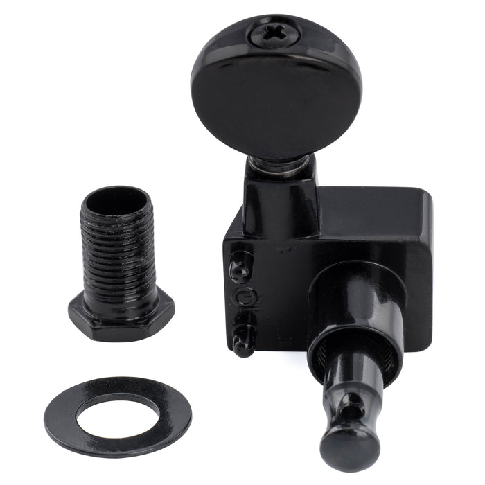 Musiclily Pro R18K-21 Single 18:1 Ratio 2-Pin Full Sealed Guitar Tuner Treble Side 19mm Post Machine Head Tuning Peg Key with Vintage Oval Button for Fender Strat Tele Style Electric Guitar