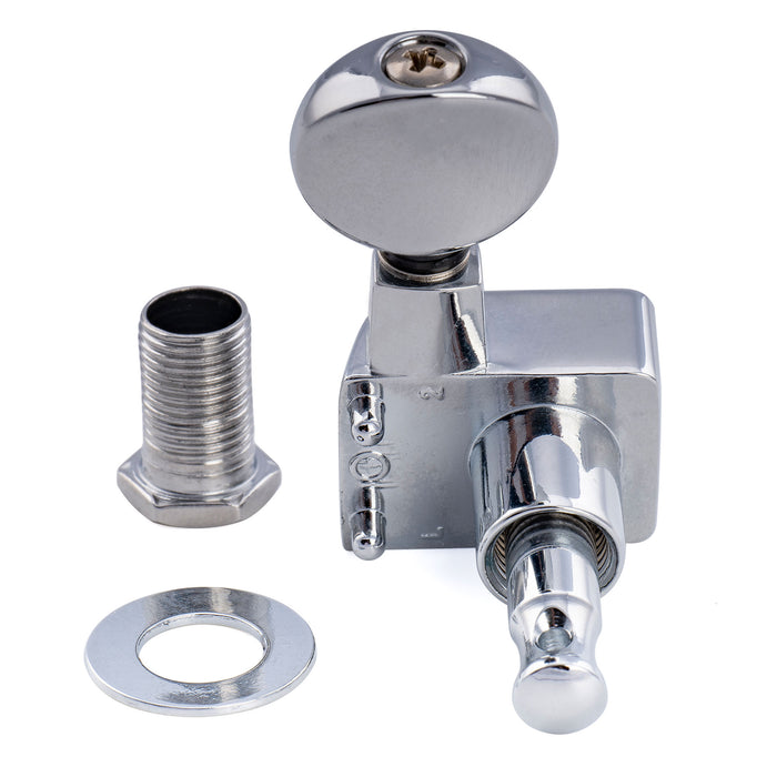 Musiclily Pro R18K-21 Single 18:1 Ratio 2-Pin Full Sealed Guitar Tuner Treble Side 19mm Post Machine Head Tuning Peg Key with Vintage Oval Button for Fender Strat Tele Style Electric Guitar