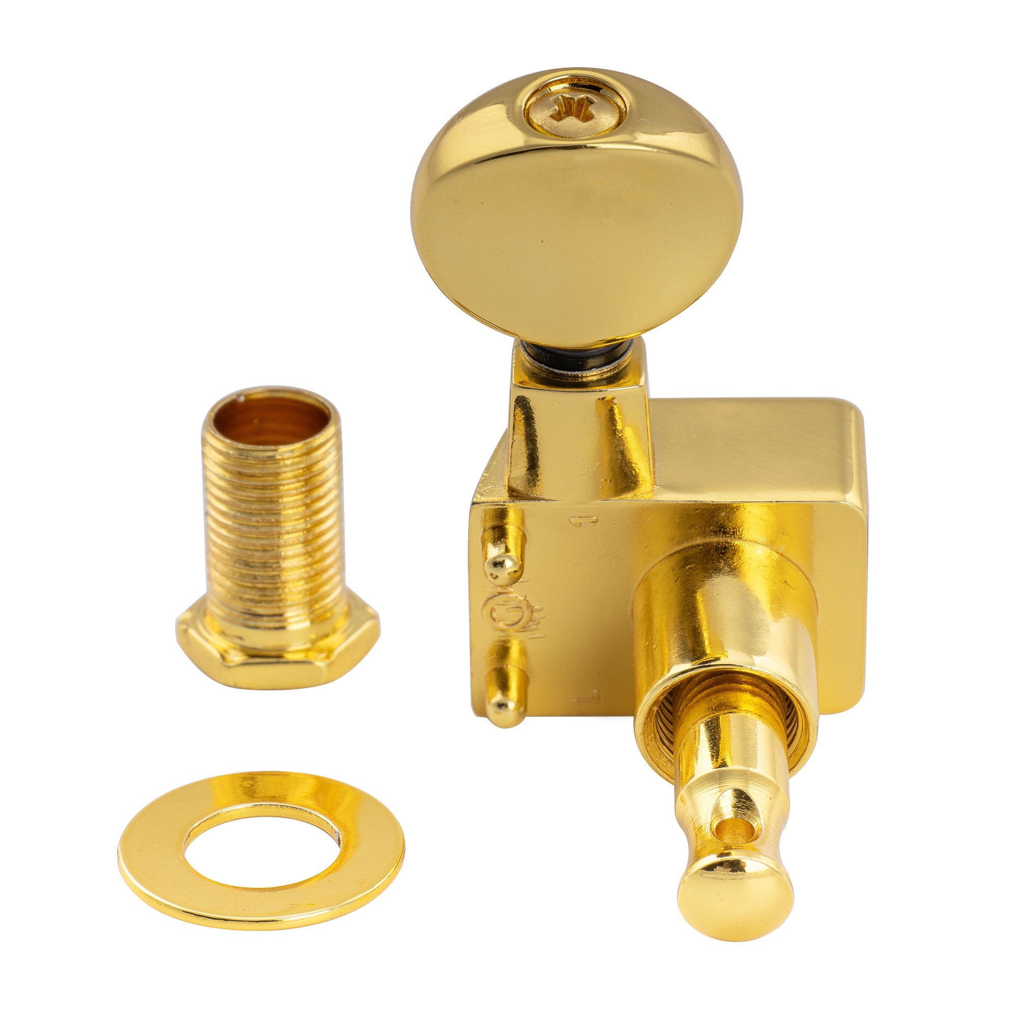 Musiclily Pro R18K-21 Single 18:1 Ratio 2-Pin Full Sealed Guitar Tuner Treble Side 19mm Post Machine Head Tuning Peg Key with Vintage Oval Button for Fender Strat Tele Style Electric Guitar
