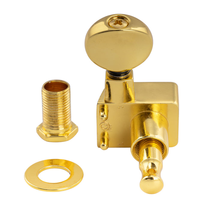 Musiclily Pro R18K-21 Single 18:1 Ratio 2-Pin Full Sealed Guitar Tuner Treble Side 19mm Post Machine Head Tuning Peg Key with Vintage Oval Button for Fender Strat Tele Style Electric Guitar