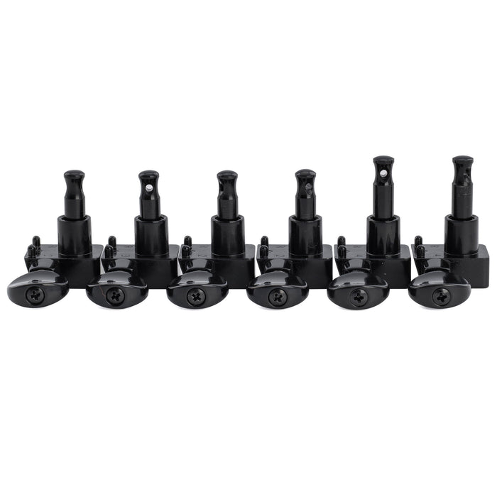 Musiclily Pro R18K-22 6-in-line 18:1 Ratio 2-Pin Full Sealed Staggered Guitar Tuners Machine Heads Tuning Pegs Keys with Vintage Oval Button for Fender Strat Tele Style Electric Guitar