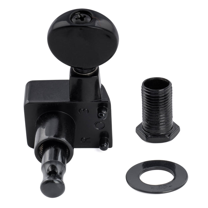 Musiclily Pro R18K-22 Single 18:1 Ratio 2-Pin Full Sealed Guitar Tuner Bass Side 19mm Post Machine Head Tuning Peg Key with Vintage Oval Button for Fender Strat Tele Style Electric Guitar