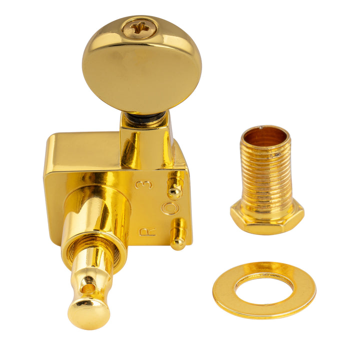 Musiclily Pro R18K-22 Single 18:1 Ratio 2-Pin Full Sealed Guitar Tuner Bass Side 19mm Post Machine Head Tuning Peg Key with Vintage Oval Button for Fender Strat Tele Style Electric Guitar