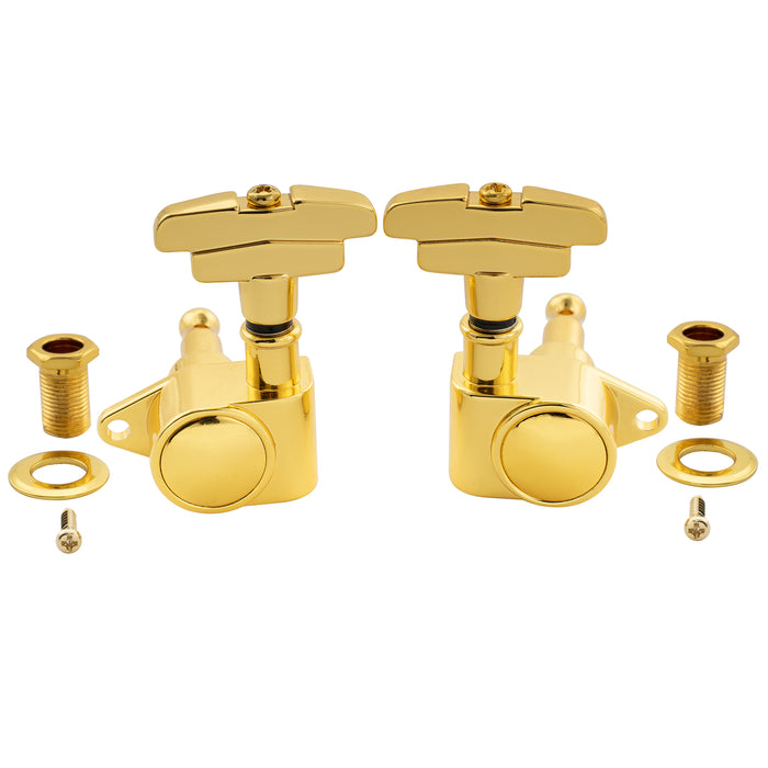 Musiclily Pro R18K-23 3R3L 18:1 Ratio Full Sealed Machine Heads Tuners Tuning Pegs Keys with GR-Style Button for Acoustic Electric Guitar
