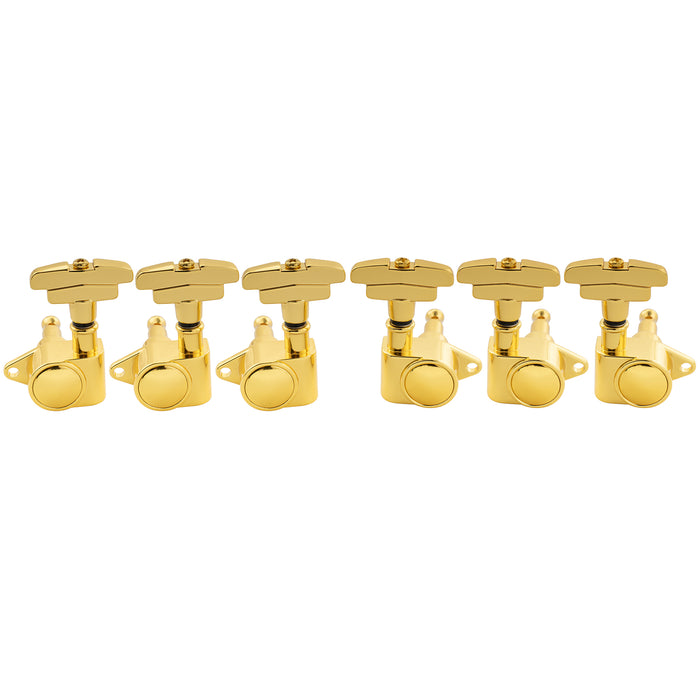 Musiclily Pro R18K-23 3R3L 18:1 Ratio Full Sealed Machine Heads Tuners Tuning Pegs Keys with GR-Style Button for Acoustic Electric Guitar