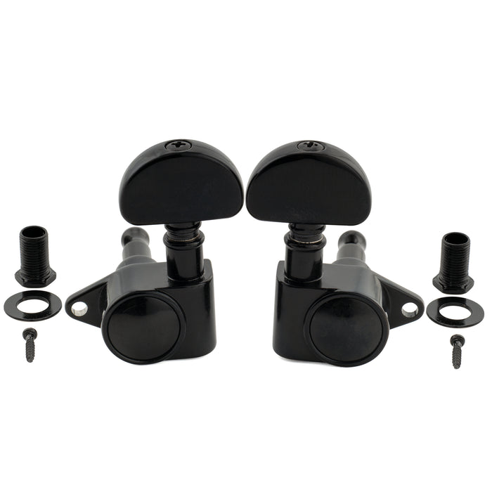 Musiclily Pro R18K-24 3R3L 18:1 Ratio Full Sealed Machine Heads Tuners Tuning Pegs Keys with Half Moon Button for Acoustic Electric Guitar