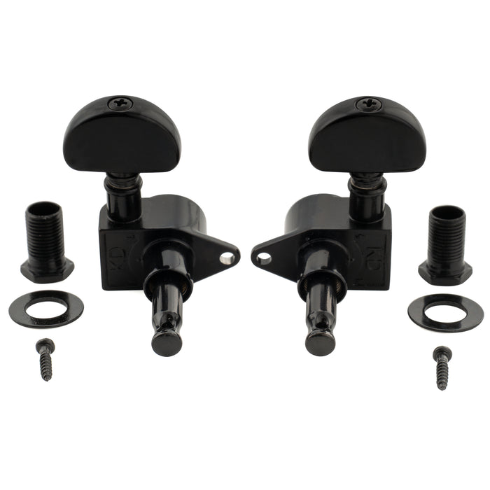 Musiclily Pro R18K-24 3R3L 18:1 Ratio Full Sealed Machine Heads Tuners Tuning Pegs Keys with Half Moon Button for Acoustic Electric Guitar