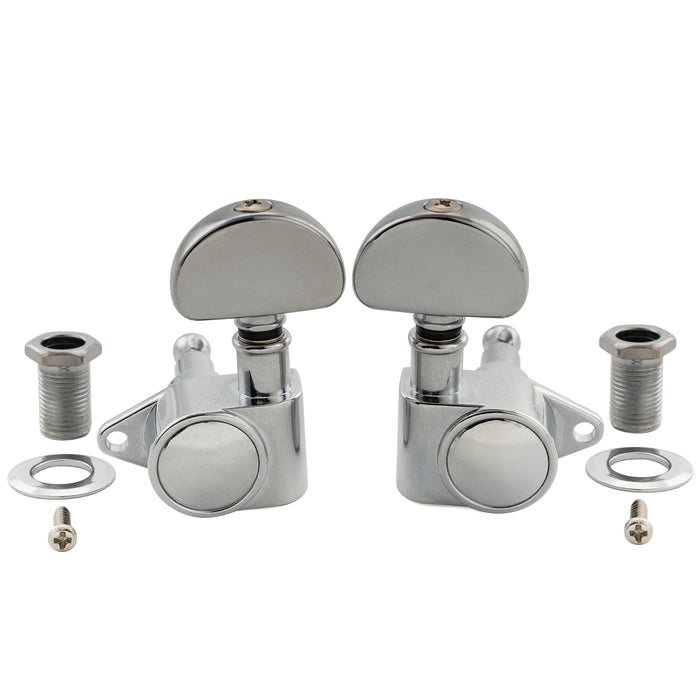 Musiclily Pro R18K-24 3R3L 18:1 Ratio Full Sealed Machine Heads Tuners Tuning Pegs Keys with Half Moon Button for Acoustic Electric Guitar