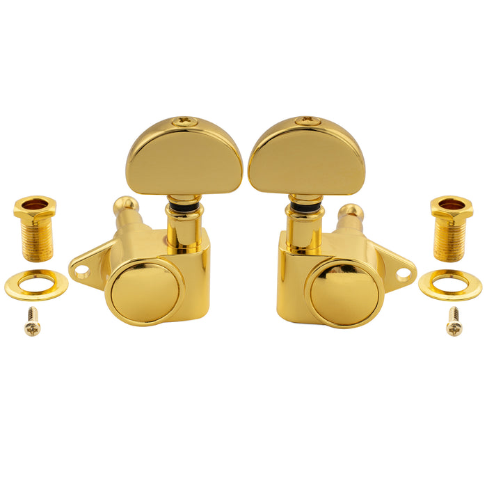 Musiclily Pro R18K-24 3R3L 18:1 Ratio Full Sealed Machine Heads Tuners Tuning Pegs Keys with Half Moon Button for Acoustic Electric Guitar