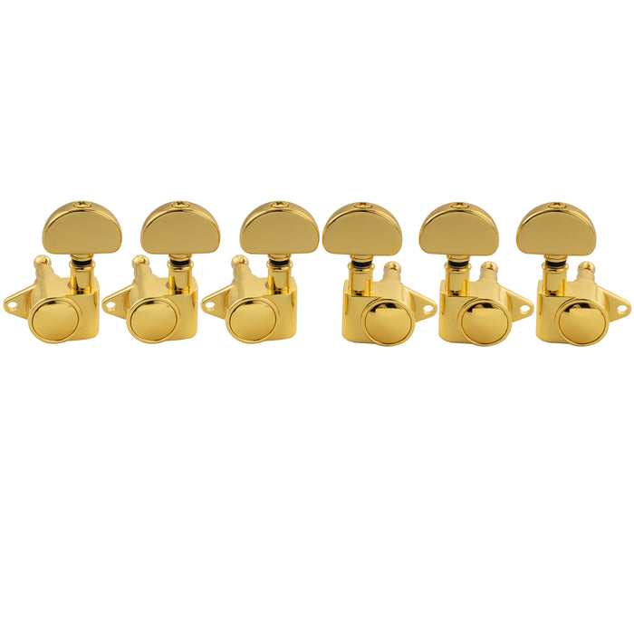 Musiclily Pro R18K-24 3R3L 18:1 Ratio Full Sealed Machine Heads Tuners Tuning Pegs Keys with Half Moon Button for Acoustic Electric Guitar