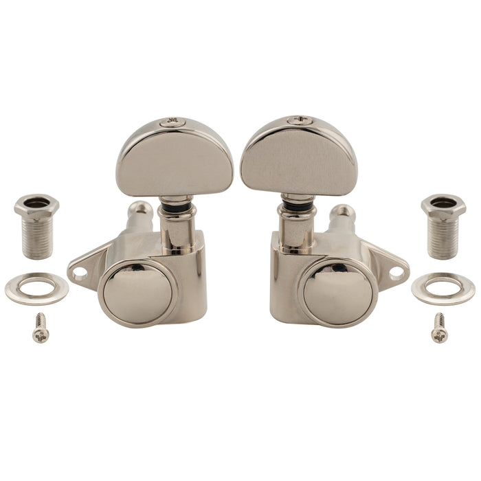 Musiclily Pro R18K-24 3R3L 18:1 Ratio Full Sealed Machine Heads Tuners Tuning Pegs Keys with Half Moon Button for Acoustic Electric Guitar