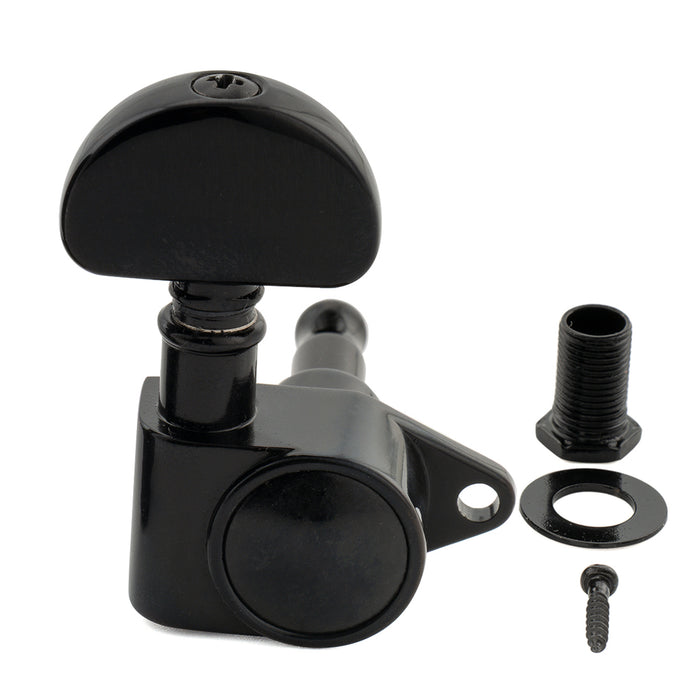 Musiclily Pro R18K-24 Single 18:1 Ratio Full Sealed Machine Head Bass Side Tuner Tuning Peg Key with Half Moon Button for Acoustic Electric Guitar