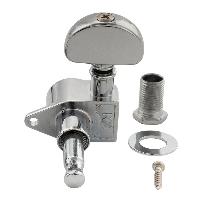 Musiclily Pro R18K-24 Single 18:1 Ratio Full Sealed Machine Head Bass Side Tuner Tuning Peg Key with Half Moon Button for Acoustic Electric Guitar