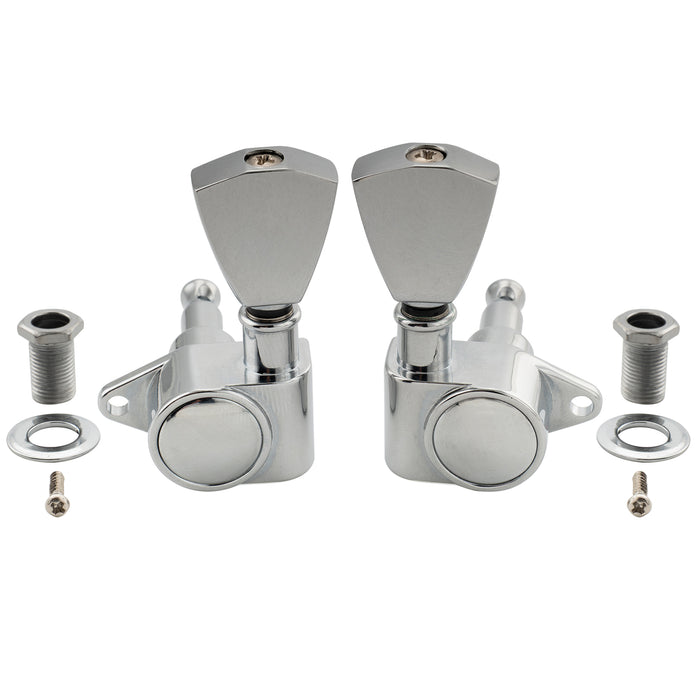 Musiclily Pro R18K-25 3R3L 18:1 Ratio Full Sealed Machine Heads Tuners Tuning Pegs Keys with Keystone Button for Acoustic Electric Guitar
