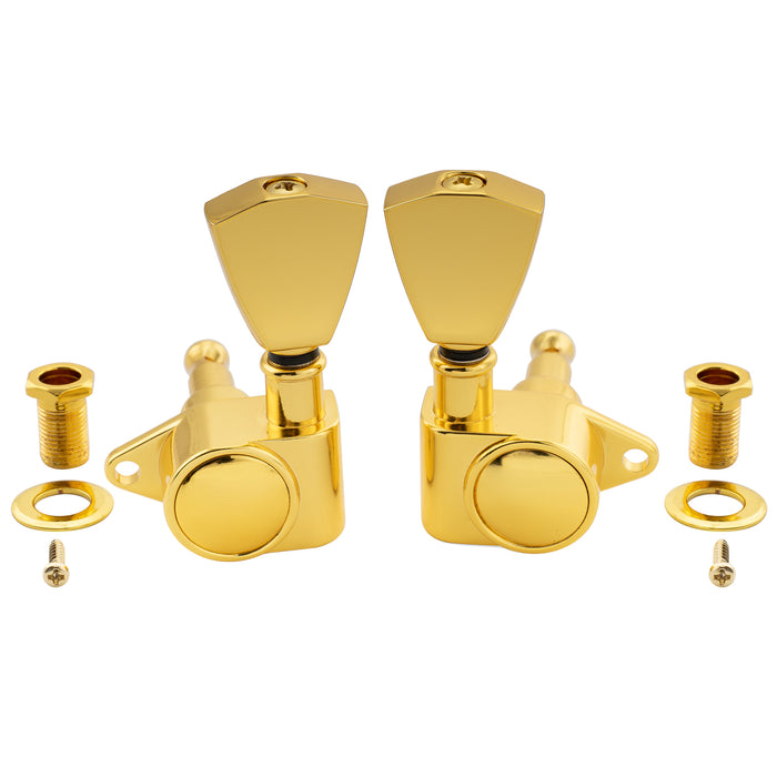 Musiclily Pro R18K-25 3R3L 18:1 Ratio Full Sealed Machine Heads Tuners Tuning Pegs Keys with Keystone Button for Acoustic Electric Guitar