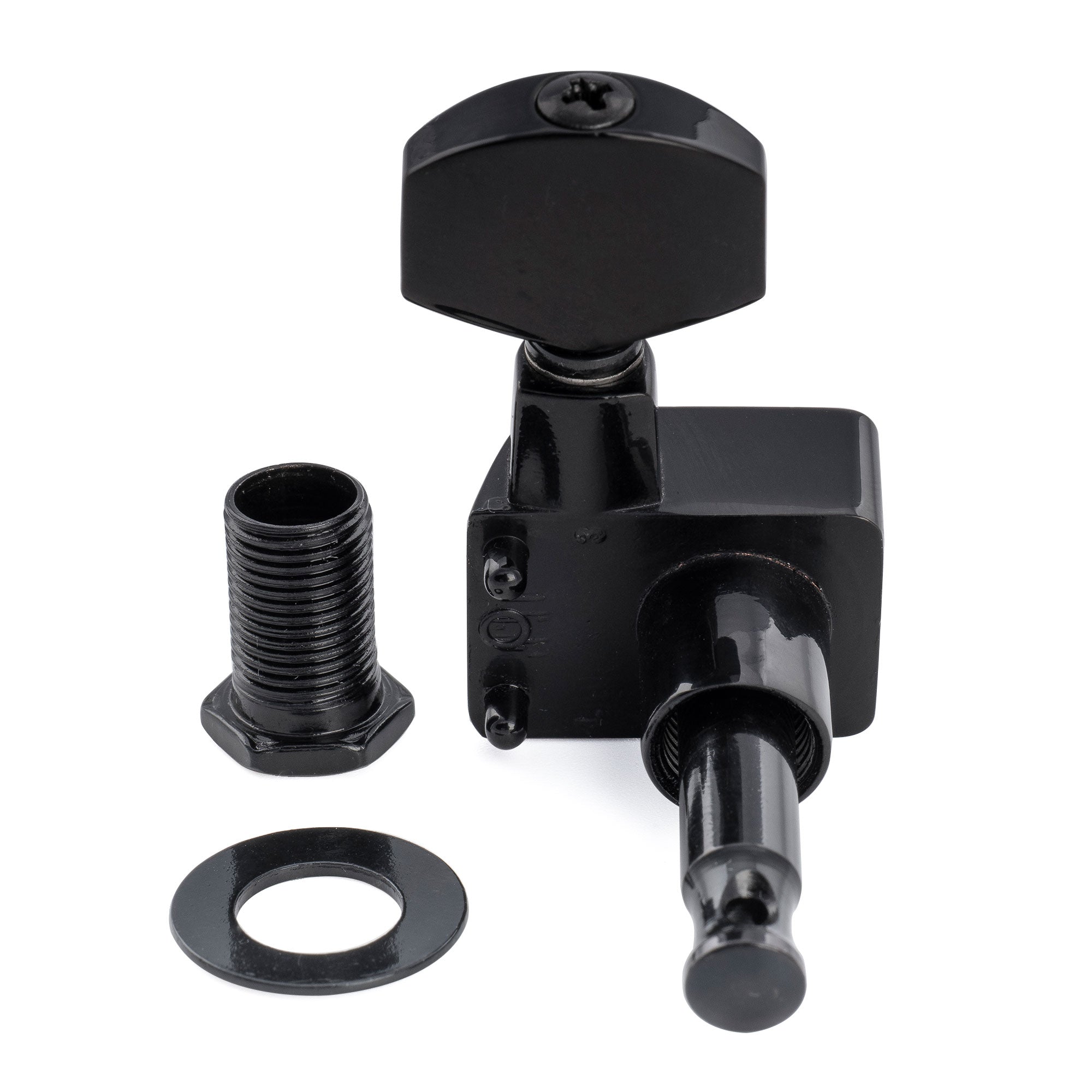Musiclily Pro R18K-19 Single 18:1 Ratio 2-Pin Full Sealed Guitar Tuner Treble Side 22mm Post Machine Head Tuning Peg Key with Hex Button for Fender Strat Tele Style Electric Guitar