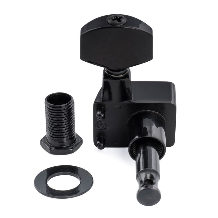 Musiclily Pro R18K-19 Single 18:1 Ratio 2-Pin Full Sealed Guitar Tuner Treble Side 22mm Post Machine Head Tuning Peg Key with Hex Button for Fender Strat Tele Style Electric Guitar