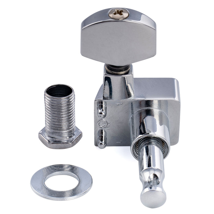 Musiclily Pro R18K-19 Single 18:1 Ratio 2-Pin Full Sealed Guitar Tuner Treble Side 22mm Post Machine Head Tuning Peg Key with Hex Button for Fender Strat Tele Style Electric Guitar