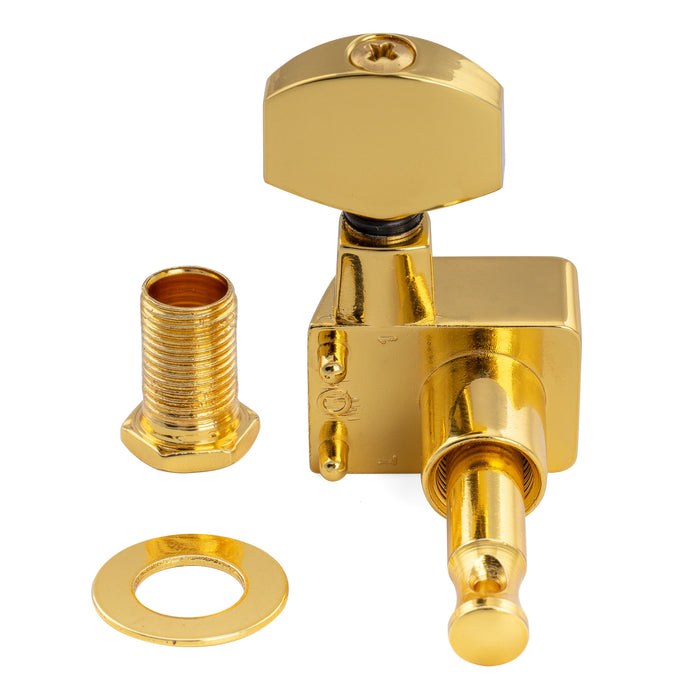 Musiclily Pro R18K-19 Single 18:1 Ratio 2-Pin Full Sealed Guitar Tuner Treble Side 22mm Post Machine Head Tuning Peg Key with Hex Button for Fender Strat Tele Style Electric Guitar