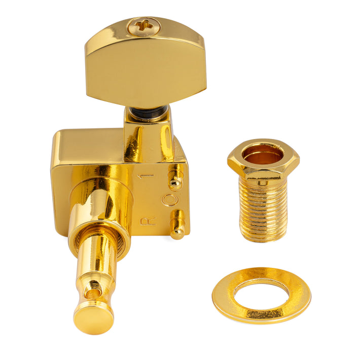 Musiclily Pro R18K-20 Single 18:1 Ratio 2-Pin Full Sealed Guitar Tuner Bass Side 22mm Post Machine Head Tuning Peg Key with Hex Button for Fender Strat Tele Style Electric Guitar