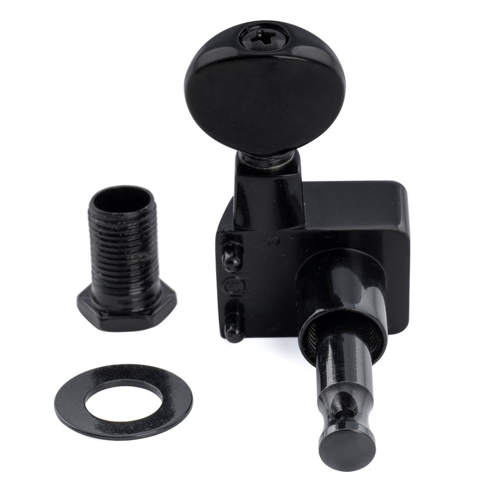 Musiclily Pro R18K-21 Single 18:1 Ratio 2-Pin Full Sealed Guitar Tuner Treble Side 22mm Post Machine Head Tuning Peg Key with Vintage Oval Button for Fender Strat Tele Style Electric Guitar