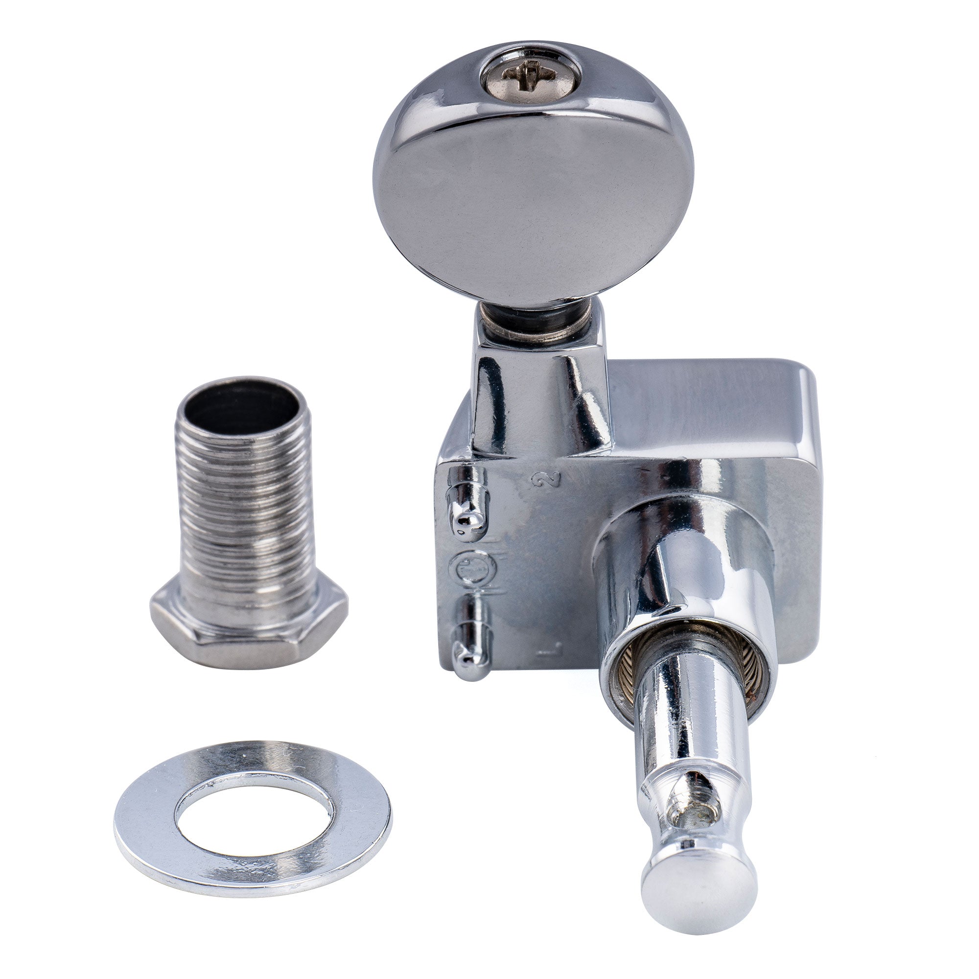 Musiclily Pro R18K-21 Single 18:1 Ratio 2-Pin Full Sealed Guitar Tuner Treble Side 22mm Post Machine Head Tuning Peg Key with Vintage Oval Button for Fender Strat Tele Style Electric Guitar