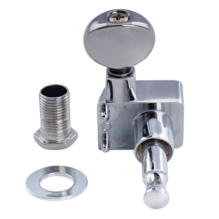 Musiclily Pro R18K-21 Single 18:1 Ratio 2-Pin Full Sealed Guitar Tuner Treble Side 22mm Post Machine Head Tuning Peg Key with Vintage Oval Button for Fender Strat Tele Style Electric Guitar