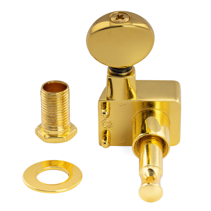 Musiclily Pro R18K-21 Single 18:1 Ratio 2-Pin Full Sealed Guitar Tuner Treble Side 22mm Post Machine Head Tuning Peg Key with Vintage Oval Button for Fender Strat Tele Style Electric Guitar