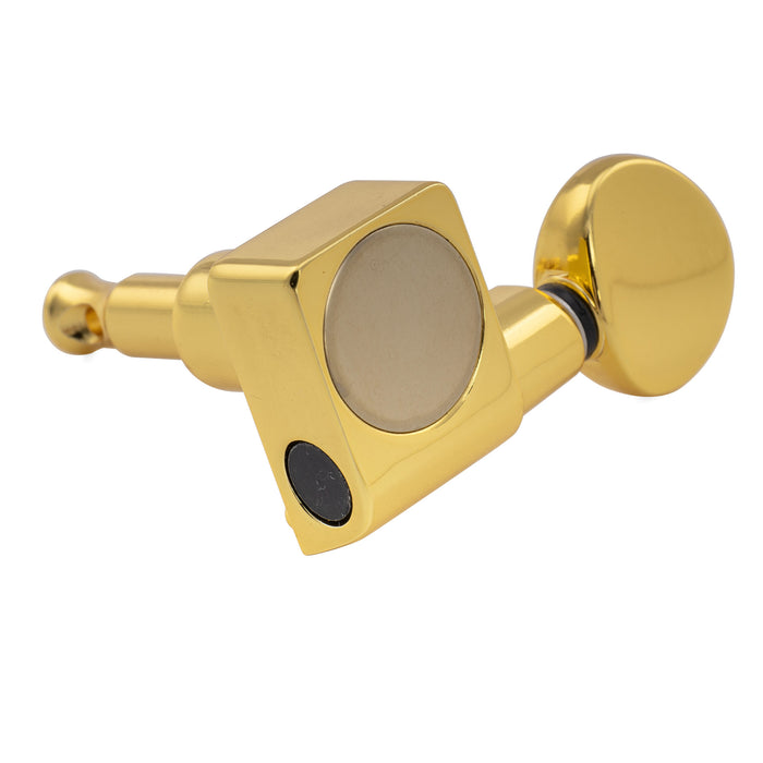 Musiclily Pro R18K-21 Single 18:1 Ratio 2-Pin Full Sealed Guitar Tuner Treble Side 22mm Post Machine Head Tuning Peg Key with Vintage Oval Button for Fender Strat Tele Style Electric Guitar