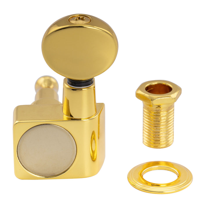 Musiclily Pro R18K-21 Single 18:1 Ratio 2-Pin Full Sealed Guitar Tuner Treble Side 22mm Post Machine Head Tuning Peg Key with Vintage Oval Button for Fender Strat Tele Style Electric Guitar