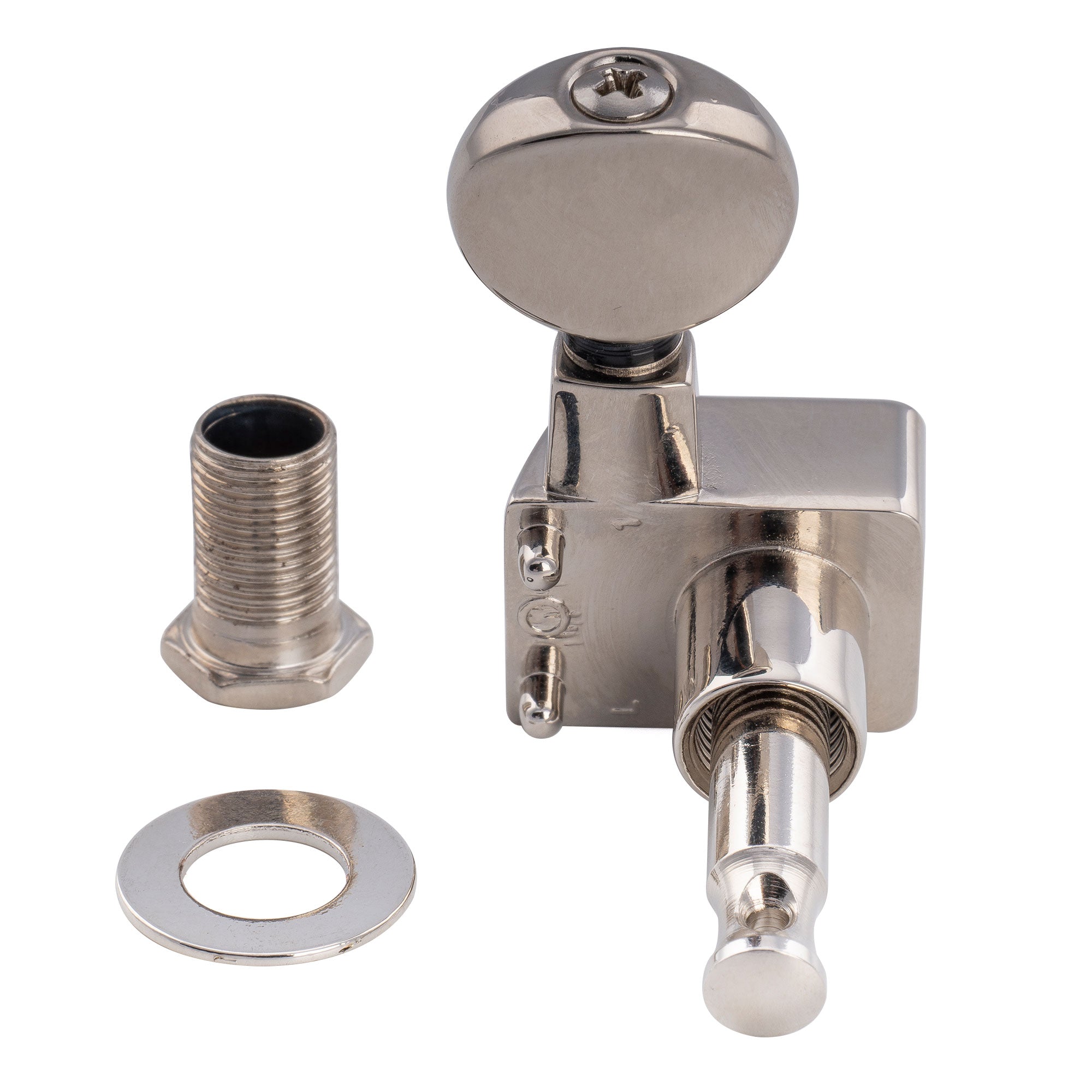 Musiclily Pro R18K-21 Single 18:1 Ratio 2-Pin Full Sealed Guitar Tuner Treble Side 22mm Post Machine Head Tuning Peg Key with Vintage Oval Button for Fender Strat Tele Style Electric Guitar