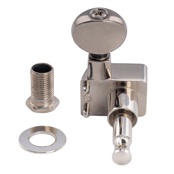 Musiclily Pro R18K-21 Single 18:1 Ratio 2-Pin Full Sealed Guitar Tuner Treble Side 22mm Post Machine Head Tuning Peg Key with Vintage Oval Button for Fender Strat Tele Style Electric Guitar