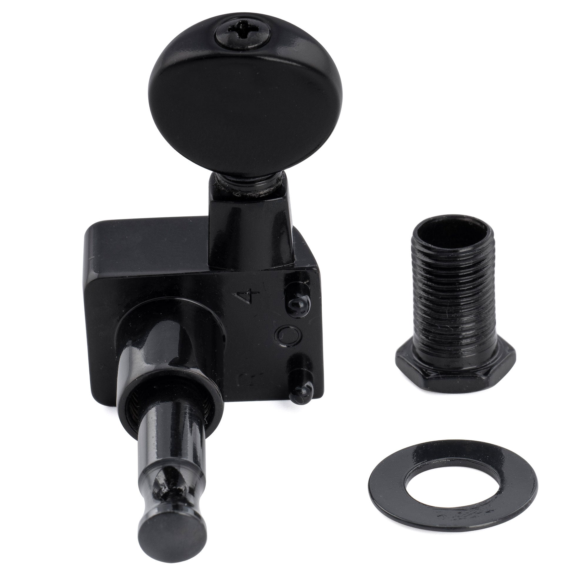 Musiclily Pro R18K-22 Single 18:1 Ratio 2-Pin Full Sealed Guitar Tuner Bass Side 22mm Post Machine Head Tuning Peg Key with Vintage Oval Button for Fender Strat Tele Style Electric Guitar