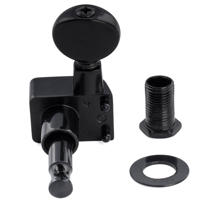 Musiclily Pro R18K-22 Single 18:1 Ratio 2-Pin Full Sealed Guitar Tuner Bass Side 22mm Post Machine Head Tuning Peg Key with Vintage Oval Button for Fender Strat Tele Style Electric Guitar