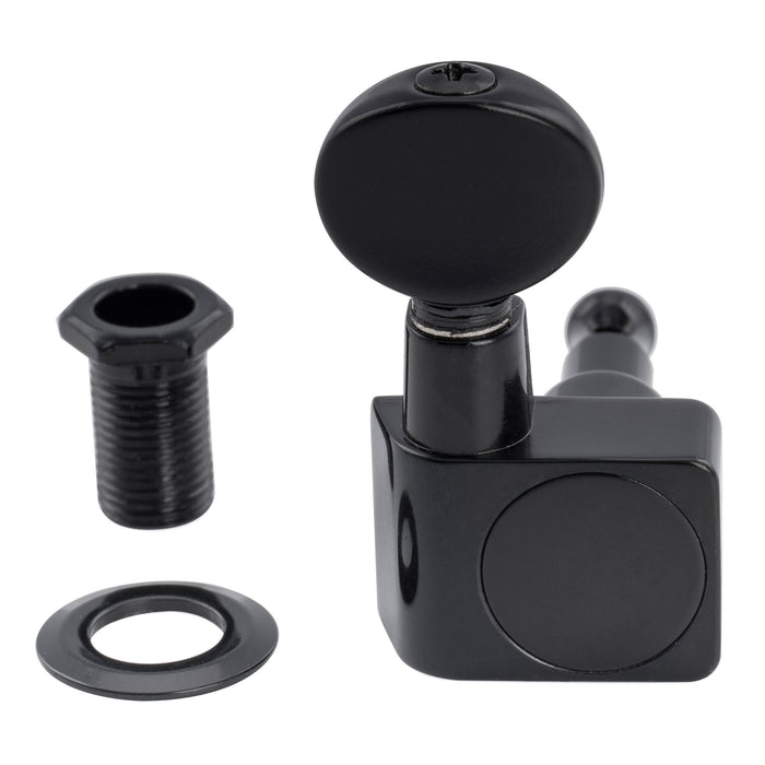 Musiclily Pro R18K-22 Single 18:1 Ratio 2-Pin Full Sealed Guitar Tuner Bass Side 22mm Post Machine Head Tuning Peg Key with Vintage Oval Button for Fender Strat Tele Style Electric Guitar