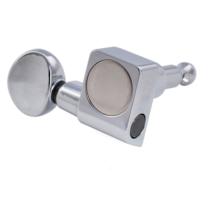 Musiclily Pro R18K-22 Single 18:1 Ratio 2-Pin Full Sealed Guitar Tuner Bass Side 22mm Post Machine Head Tuning Peg Key with Vintage Oval Button for Fender Strat Tele Style Electric Guitar