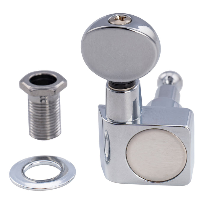 Musiclily Pro R18K-22 Single 18:1 Ratio 2-Pin Full Sealed Guitar Tuner Bass Side 22mm Post Machine Head Tuning Peg Key with Vintage Oval Button for Fender Strat Tele Style Electric Guitar