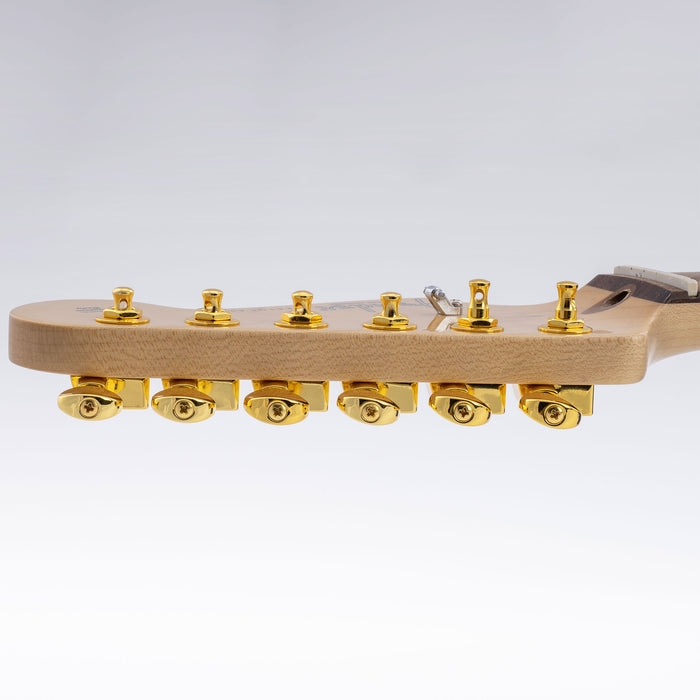 Musiclily Pro R18K-22 Single 18:1 Ratio 2-Pin Full Sealed Guitar Tuner Bass Side 22mm Post Machine Head Tuning Peg Key with Vintage Oval Button for Fender Strat Tele Style Electric Guitar