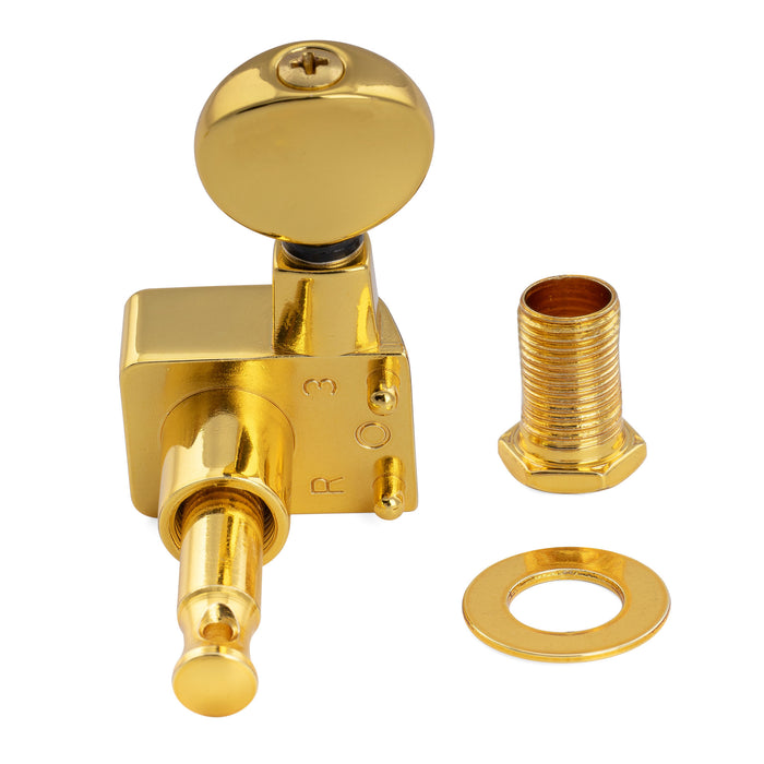 Musiclily Pro R18K-22 Single 18:1 Ratio 2-Pin Full Sealed Guitar Tuner Bass Side 22mm Post Machine Head Tuning Peg Key with Vintage Oval Button for Fender Strat Tele Style Electric Guitar