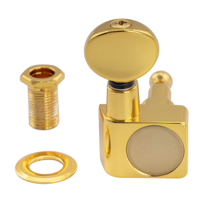 Musiclily Pro R18K-22 Single 18:1 Ratio 2-Pin Full Sealed Guitar Tuner Bass Side 22mm Post Machine Head Tuning Peg Key with Vintage Oval Button for Fender Strat Tele Style Electric Guitar