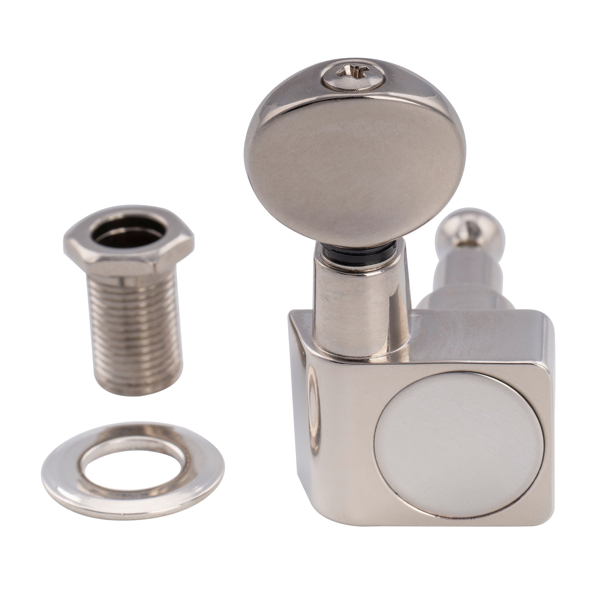 Musiclily Pro R18K-22 Single 18:1 Ratio 2-Pin Full Sealed Guitar Tuner Bass Side 22mm Post Machine Head Tuning Peg Key with Vintage Oval Button for Fender Strat Tele Style Electric Guitar