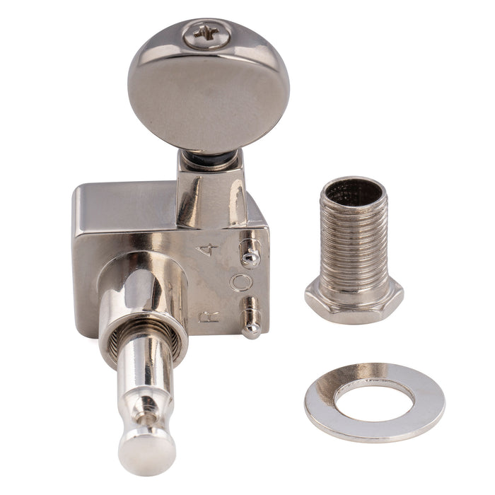 Musiclily Pro R18K-22 Single 18:1 Ratio 2-Pin Full Sealed Guitar Tuner Bass Side 22mm Post Machine Head Tuning Peg Key with Vintage Oval Button for Fender Strat Tele Style Electric Guitar