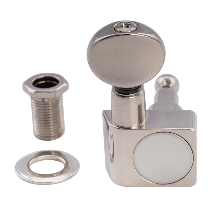 Musiclily Pro R18K-22 Single 18:1 Ratio 2-Pin Full Sealed Guitar Tuner Bass Side 22mm Post Machine Head Tuning Peg Key with Vintage Oval Button for Fender Strat Tele Style Electric Guitar