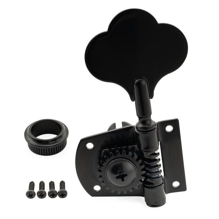 Musiclily Pro R21K Left-Handed 4-in-line 21:1 Ratio Open Gear Machine Heads Tuners Tuning Pegs Keys with Clover Button for Mexican MIM Fender PB JB Style Electric Bass