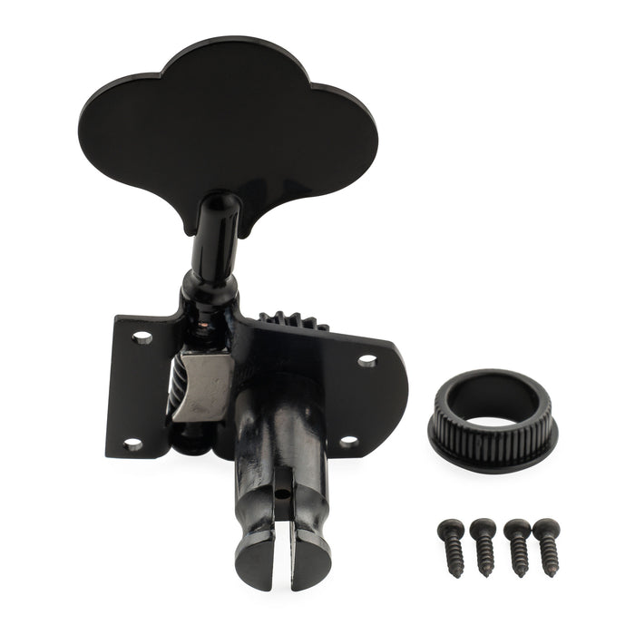 Musiclily Pro R21K Left-Handed 4-in-line 21:1 Ratio Open Gear Machine Heads Tuners Tuning Pegs Keys with Clover Button for Mexican MIM Fender PB JB Style Electric Bass