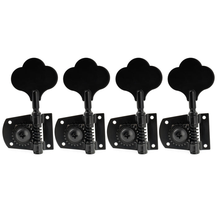 Musiclily Pro R21K Left-Handed 4-in-line 21:1 Ratio Open Gear Machine Heads Tuners Tuning Pegs Keys with Clover Button for Mexican MIM Fender PB JB Style Electric Bass