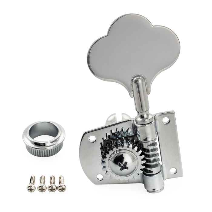 Musiclily Pro R21K Left-Handed 4-in-line 21:1 Ratio Open Gear Machine Heads Tuners Tuning Pegs Keys with Clover Button for Mexican MIM Fender PB JB Style Electric Bass