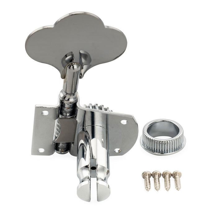 Musiclily Pro R21K Left-Handed 4-in-line 21:1 Ratio Open Gear Machine Heads Tuners Tuning Pegs Keys with Clover Button for Mexican MIM Fender PB JB Style Electric Bass